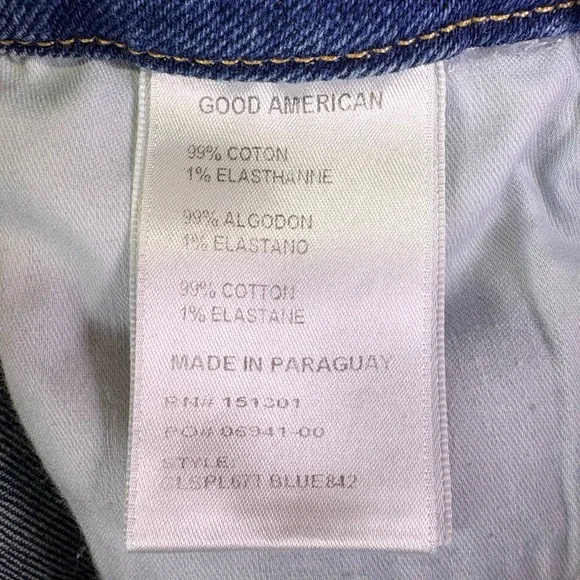 Good American Jeans Womens 6 Straight Leg High Rise Frayed Hem Denim Blue Jeans - Picture 3 of 7